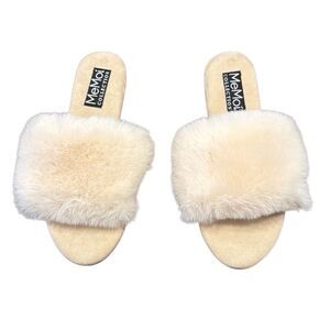MeMoi Shannon Cream Faux Fur Sandal Slippers Women’s 5/6